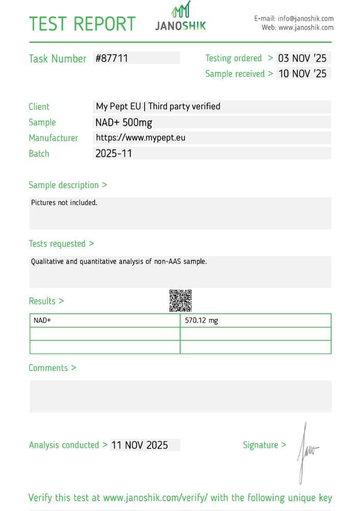 nad plus 500 mypept lab result