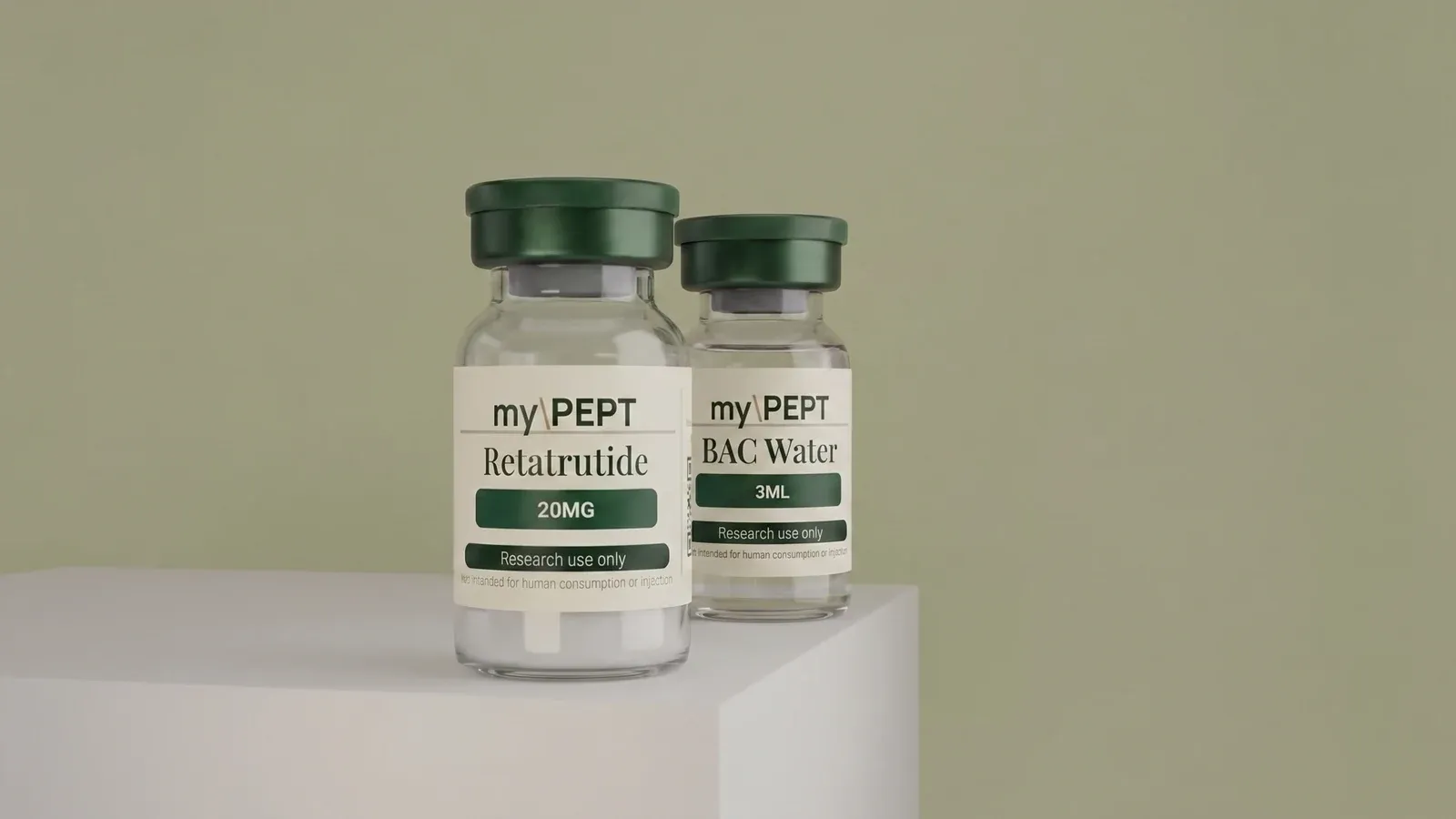 myPEPT Reta Research Kit — Retatrutide 20 mg vial with BAC Water 3 ml vial