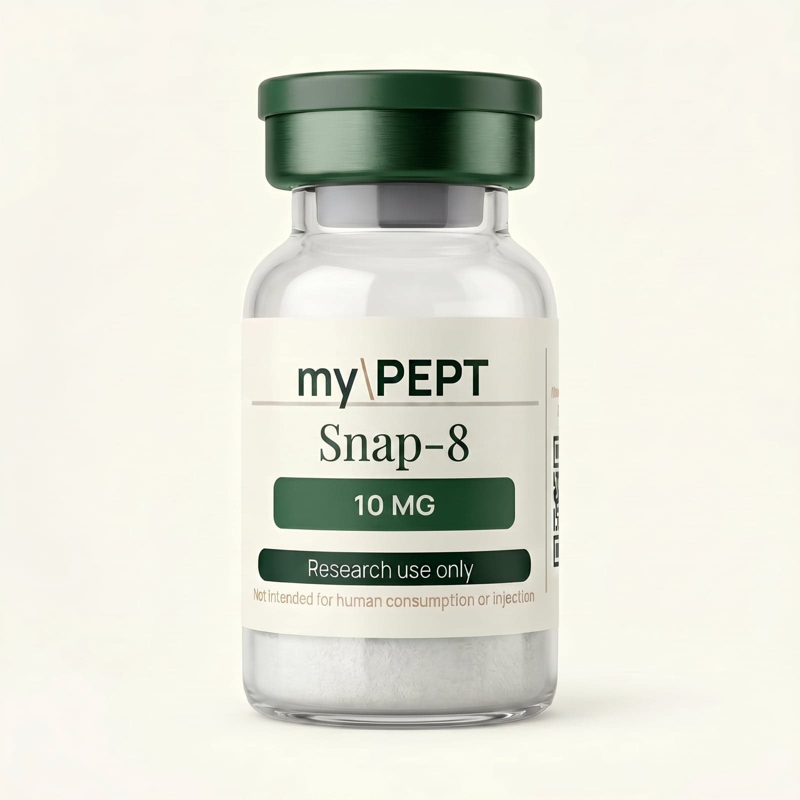 Snap-8 (Acetyl Octapeptide-3) 10 MG research peptide vial with myPEPT label