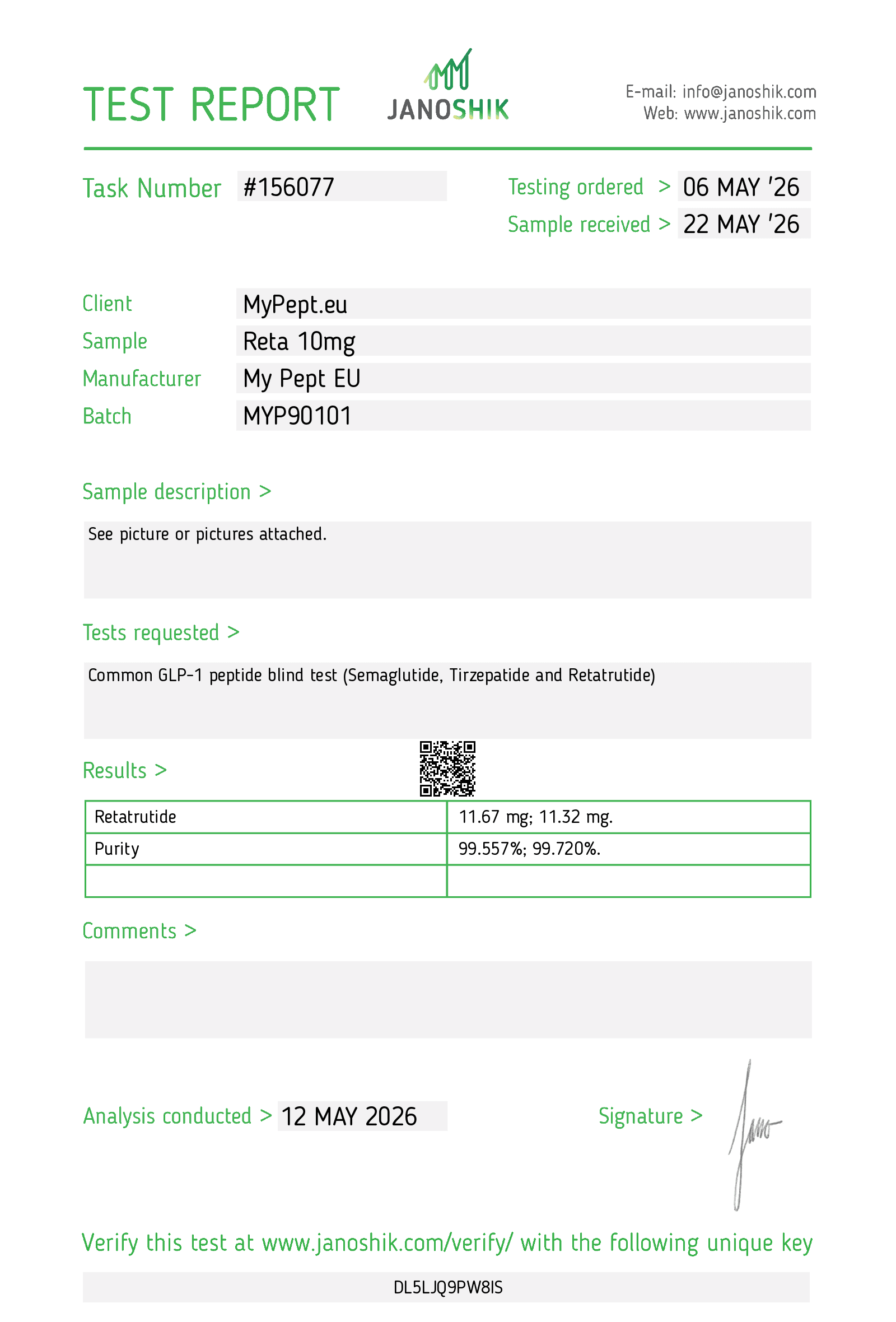 Retatrutide Lab test